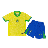 2024 Brazil Home Copa America Football Set (Shirt + Short) Children's
