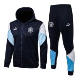 2021-2022 Manchester City Hoodie Navy Football Training Set (Jacket + Pants) Men's