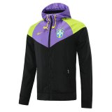 2022 Brazil Hoodie Purple - Black All Weather Windrunner Football Jacket Men's