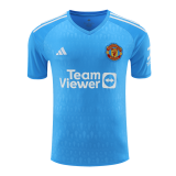 2023-2024 Manchester United Goalkeeper Blue Football Shirt Men's