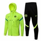 2021-2022 Inter Milan Hoodie Yellow Football Training Set (Jacket + Pants) Men's