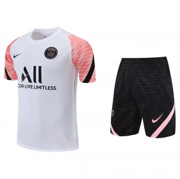 2021-2022 PSG White - Pink Football Traning Kit (Shirt + Shorts) Men's