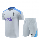2024-2025 Tottenham Hotspur Light Grey Football Training Set (Shirt + Short) Men's