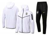 2022 Brazil Hoodie White Football Training Set (Jacket + Pants) Men's