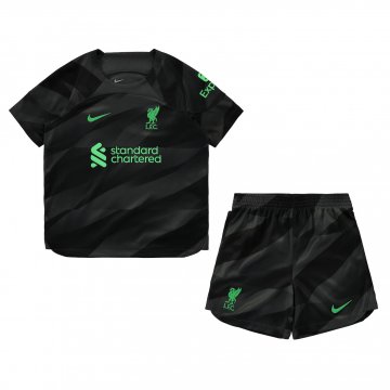 2023-2024 Liverpool Goalkeeper Black Football Set (Shirt + Short) Children's
