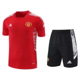 2021-2022 Manchester United Red-Black Football Training Set (Shirt + Pants) Men's