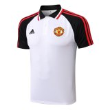 2021-2022 Manchester United White - Black Football Polo Shirt Men's
