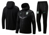 2022 Brazil Hoodie Black Football Training Set (Jacket + Pants) Men's