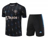 2023-2024 Manchester United Black Football Training Set (Shirt + Short) Men's