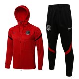 2021-2022 Atletcico Madrid Hoodie Red Football Training Set (Jacket + Pants) Men's