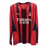 2021-2022 AC Milan Home Long Sleeve Men's Football Shirt