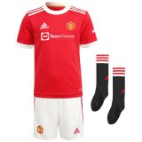 2021-2022 Manchester United Home Children's Football Shirt (Shirt+Short+Socks)