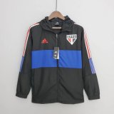 2022-2023 Sao Paulo FC Black - Blue All Weather Windrunner Football Jacket Shirt Men's