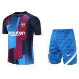 2021-2022 Barcelona Red - Blue Football Training Set (Shirt+Short) Men's