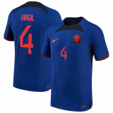 2022 Netherlands Away Football Shirt Men's #VIRGIL #4 Player Version
