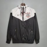 2022-2023 Corinthians Hoodie White - Black All Weather Windrunner Football Jacket Men's