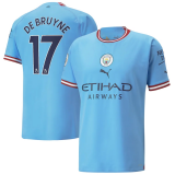 2022-2023 Manchester City Home Football Shirt Men's #De Bruyne #17
