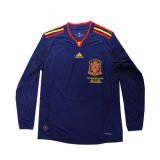 2010 Spain Away Long Sleeve Football Shirt Men's #Retro