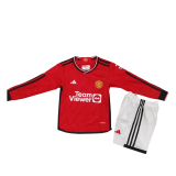 2023-2024 Manchester United Home Football Set (Shirt + Short) Children's #Long Sleeve