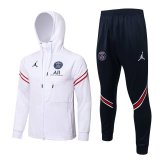 2021-2022 PSG x Jordan Hoodie White II Football Training Set (Jacket + Pants) Men's
