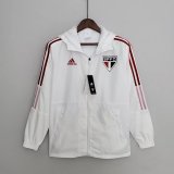 2022-2023 Sao Paulo FC White All Weather Windrunner Football Jacket Shirt Men's