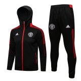 2021-2022 Manchester United Hoodie Black Football Training Set (Jacket + Pants) Men's