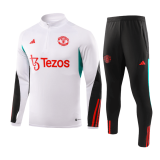 2023-2024 Manchester United Zipper White Football Training Set (Sweatshirt + Pants) Children's