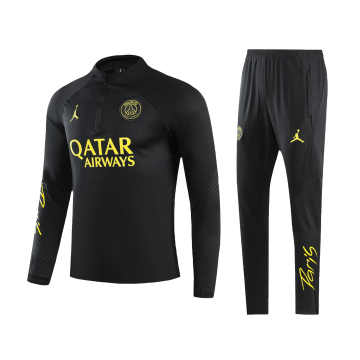 2023-2024 PSG Black Football Training Set (Sweatshirt + Pants) Men's
