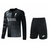 2021-2022 Liverpool Goalkeeper Black Long Sleeve Football Shirt ( Jersey + Short ) Men's