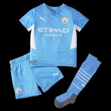 2021-2022 Manchester City Home Children's Football Shirt (Shirt+Short+Socks)