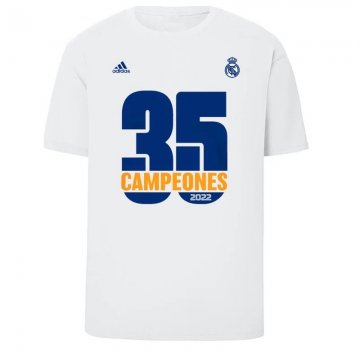 2021-2022 Real Madrid 35 La Liga Champions White Football Shirt Men's