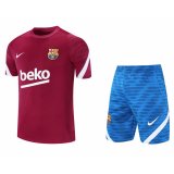 2021-2022 Barcelona Burgundy Football Training Set (Shirt+Short) Men's