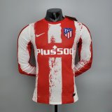 2021-2022 Atletico Madrid Home Long Sleeve Men's Football Shirt #Player Version