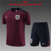 2023-2024 England Burgundy Football Training Set (Shirt + Short) Children's