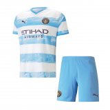 2022-2023 Manchester City 93:20 Anniversary Blue Football Shirt (Shirt +Short) Children's