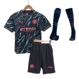 2023-2024 Manchester City Third Away Football Whole Set (Shirt + Short + Socks) Children's