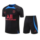 2022-2023 PSG x Jordan Black Short Football Training Set ( Shirt + Short ) Men's