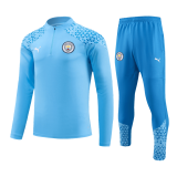 2023-2024 Manchester City Blue Zipper Football Training Set (Sweatshirt + Pants) Children's