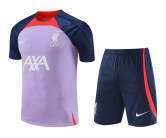 2023-2024 Liverpool Light Purple Football Training Set (Shirt + Short) Men's
