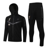 2021-2022 Liverpool Hoodie Black Football Training Set (Jacket + Pants) Men's