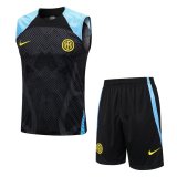 2021-2022 Inter Milan Black Football Set (Singlet + Short) Men's