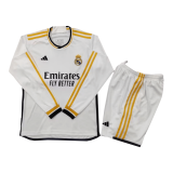 2023-2024 Real Madrid Home Football Set (Shirt + Short) Children's #Long Sleeve