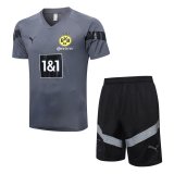 2022-2023 Borussia Dortmund Grey Football Training Set (Shirt + Short) Men's
