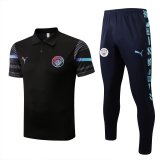 2022-2023 Manchester City Black Football Training Set (Polo + Pants) Men's