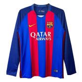 2016/17 Barcelona Retro Home Football Shirt Men's #Long Sleeve