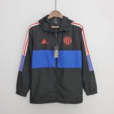 2022-2023 Manchester United Black - Blue All Weather Windrunner Football Jacket Shirt Men's