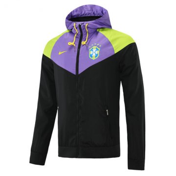 2022 Brazil Hoodie Purple - Black All Weather Windrunner Football Jacket Men's
