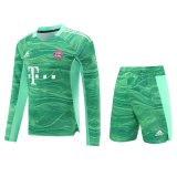 2021-2022 Bayern Munich Goalkeeper Green Long Sleeve Men's Football Shirt (Shirt + Short)
