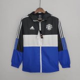 2022-2023 Manchester United Black&White&Blue All Weather Windrunner Football Jacket Shirt Men's