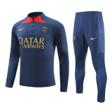 2023-2024 PSG Royal Zipper Football Training Set (Sweatshirt + Pants) Children's